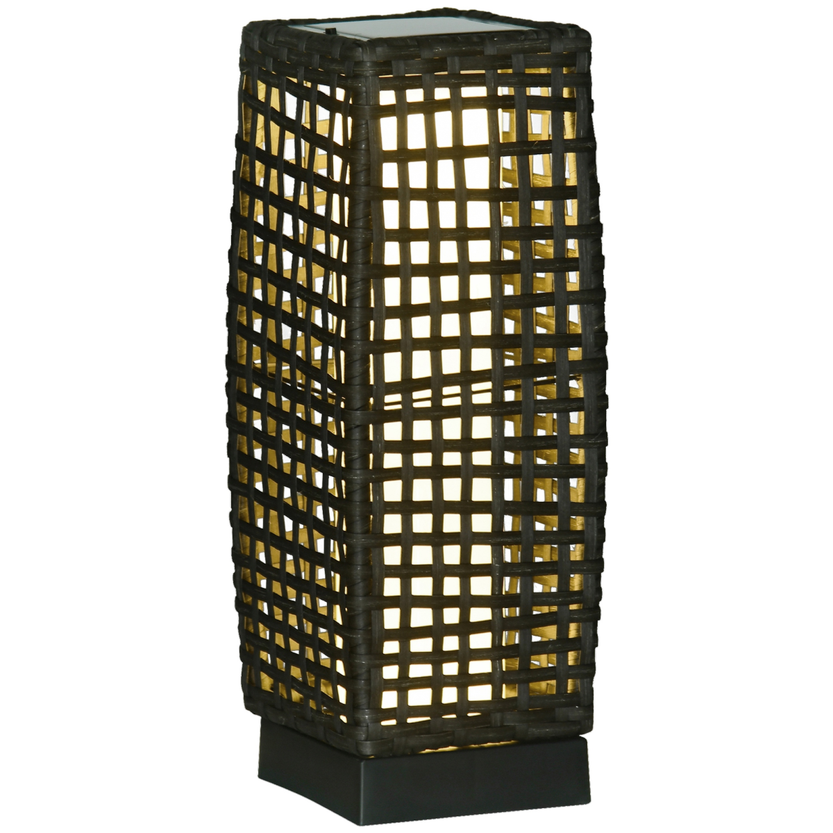 Outsunny Rattan Solar Lantern with Auto On/Off Warm White LED – Outdoor Garden Floor Lamp, IP44