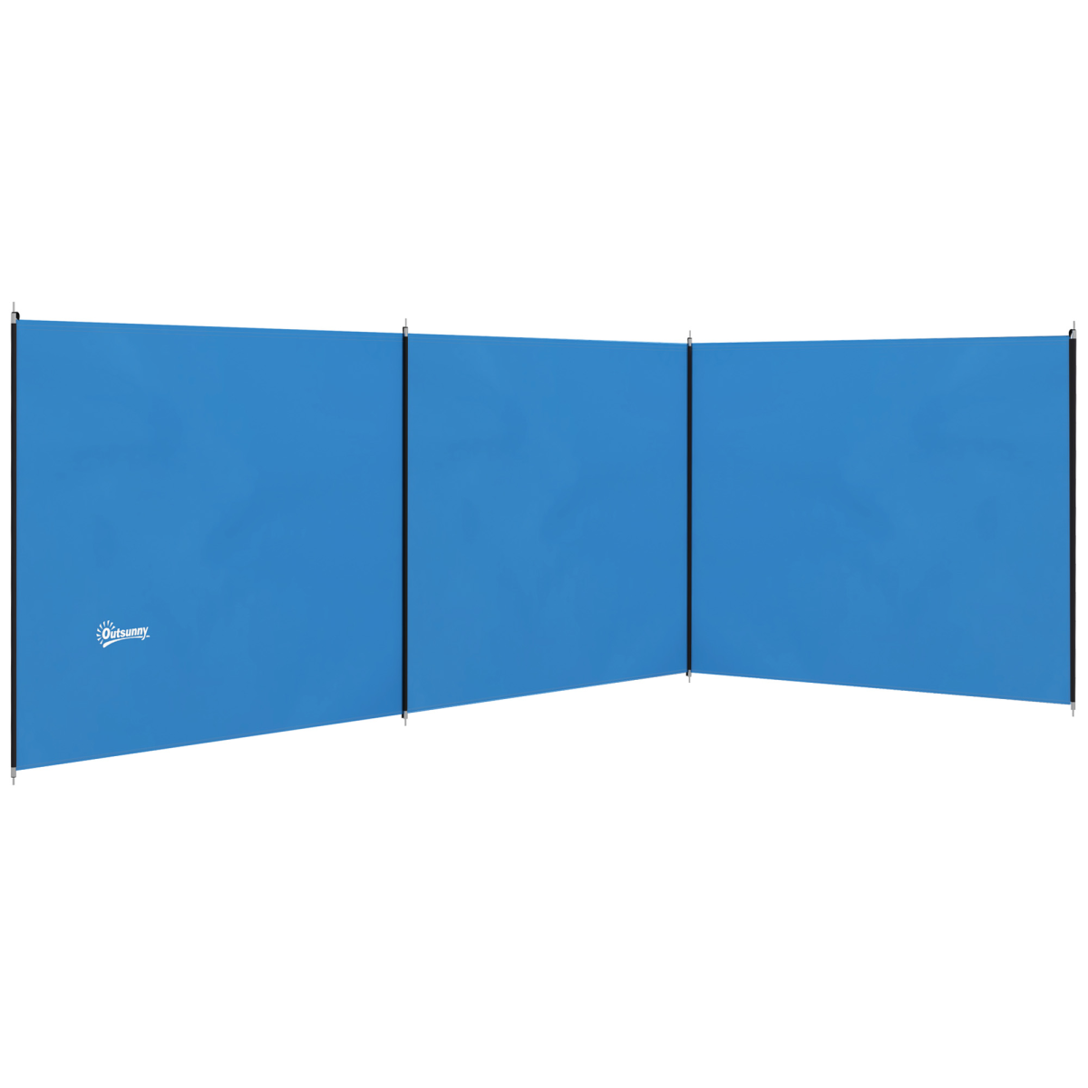Outsunny Camping Windbreak with Steel Poles & Carry Bag – Portable Wind Blocker Privacy Wall, 540 x 150cm, Blue