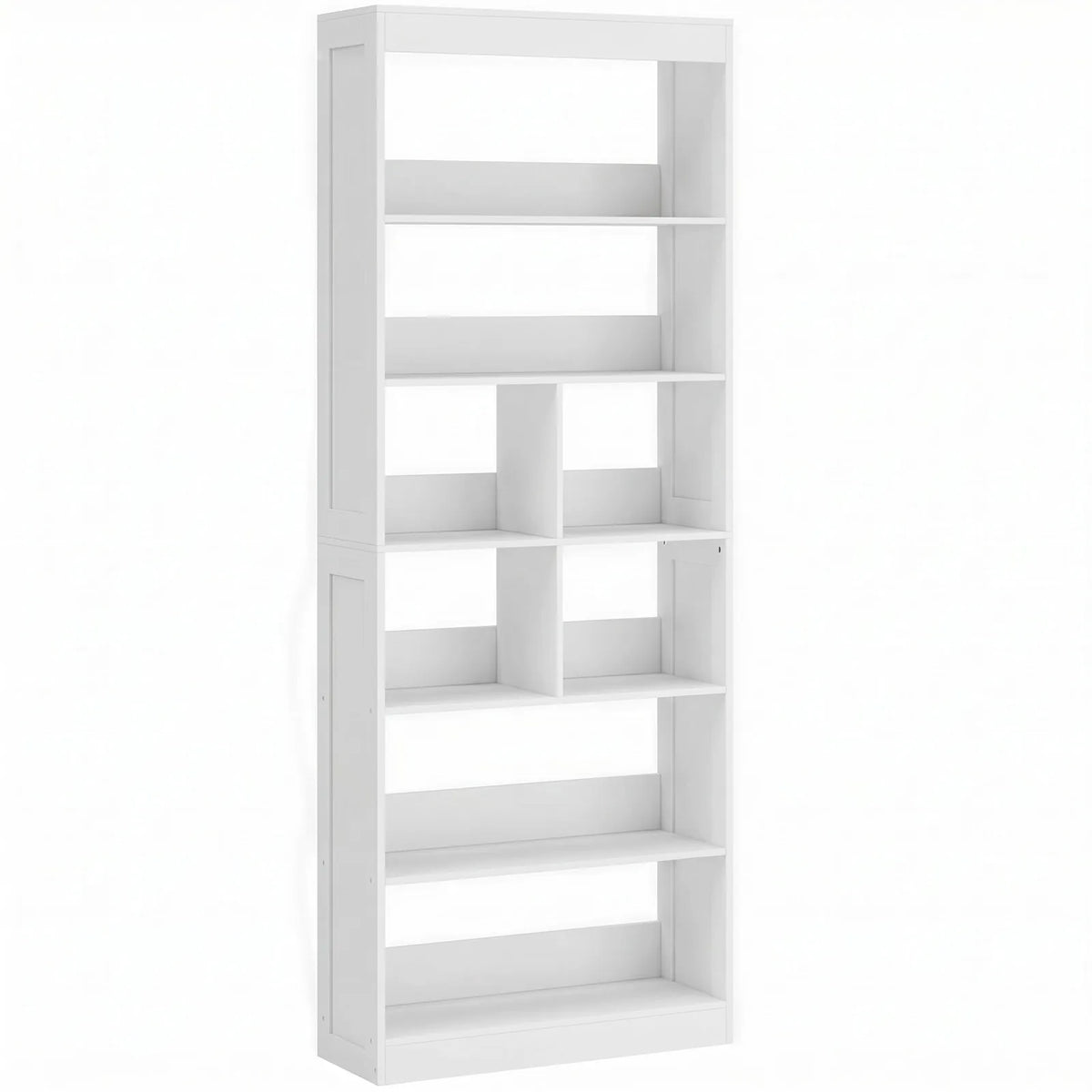 HOMCOM 6-Tier Bookcase with Open Shelves and Cubes, 180 cm Tall Display Shelf with Anti-Tipping Design, White