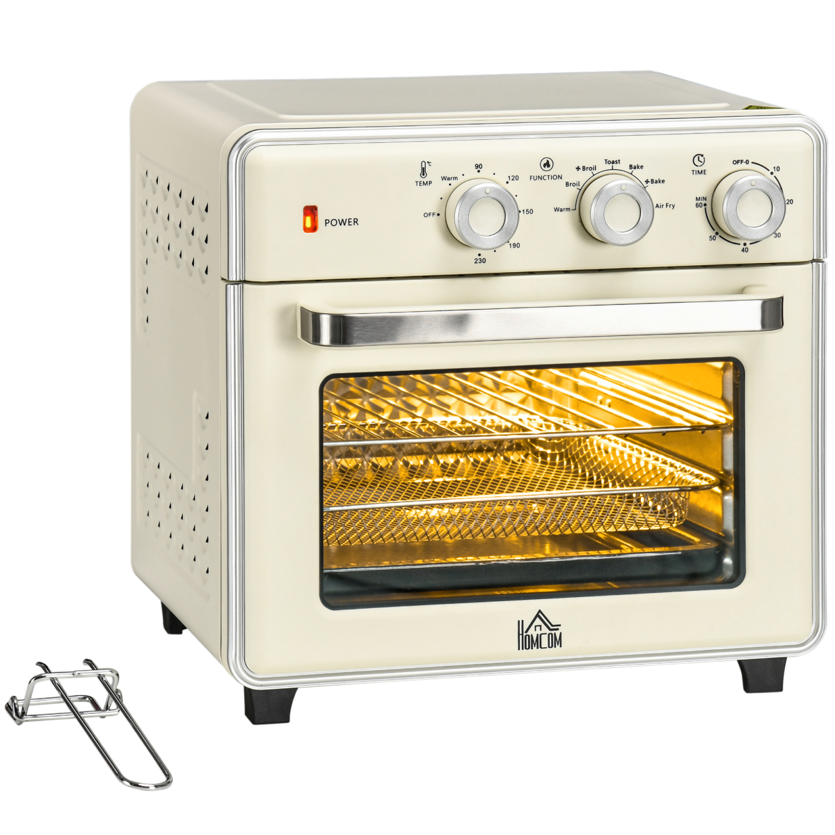 HOMCOM 7-in-1 Toaster Oven with 4-Slice Capacity, 20L, 60-Minute Timer and Air Fry – 1400W