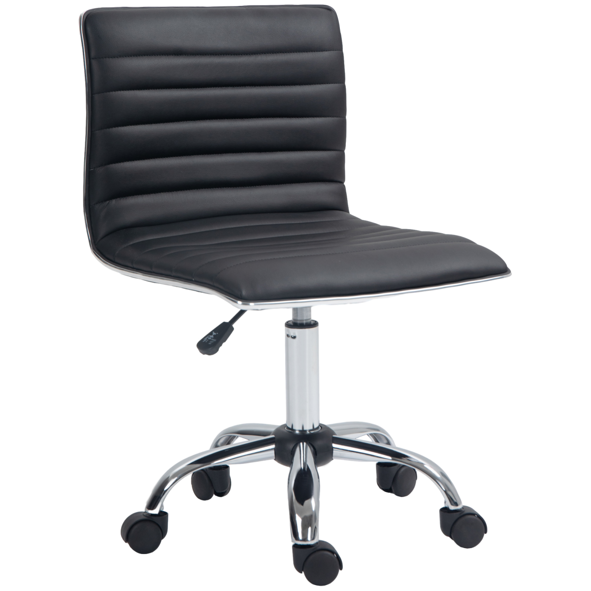 HOMCOM Armless Mid-Back Office Chair with 360° Swivel & Height Adjustment – PU Leather Desk Chair, Black