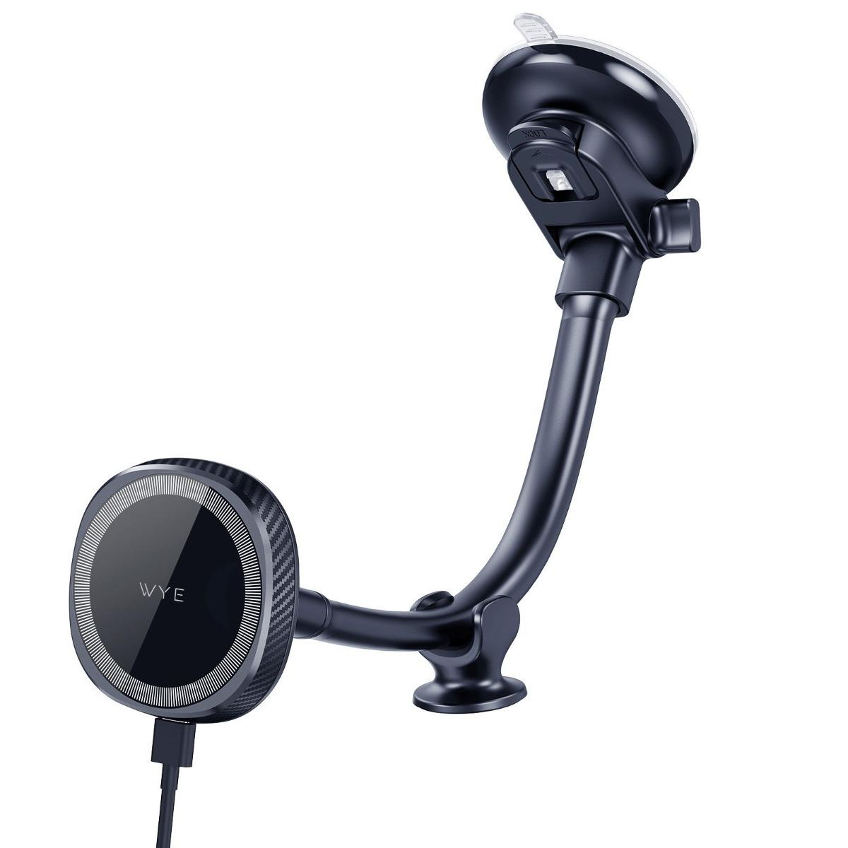 Wye 15W In-Car Wireless Charging Phone Holder – Dashboard & Windshield Mount, Long Arm
