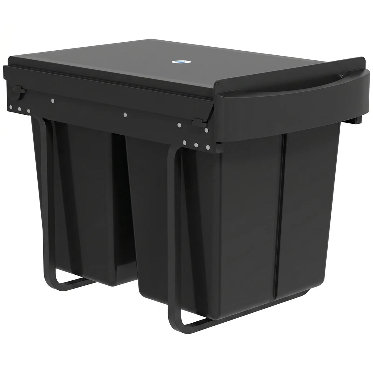 HOMCOM Pull Out Bin with 2 x 20L Removable Compartments – Under Sink Kitchen Waste and Recycling Bin, Black