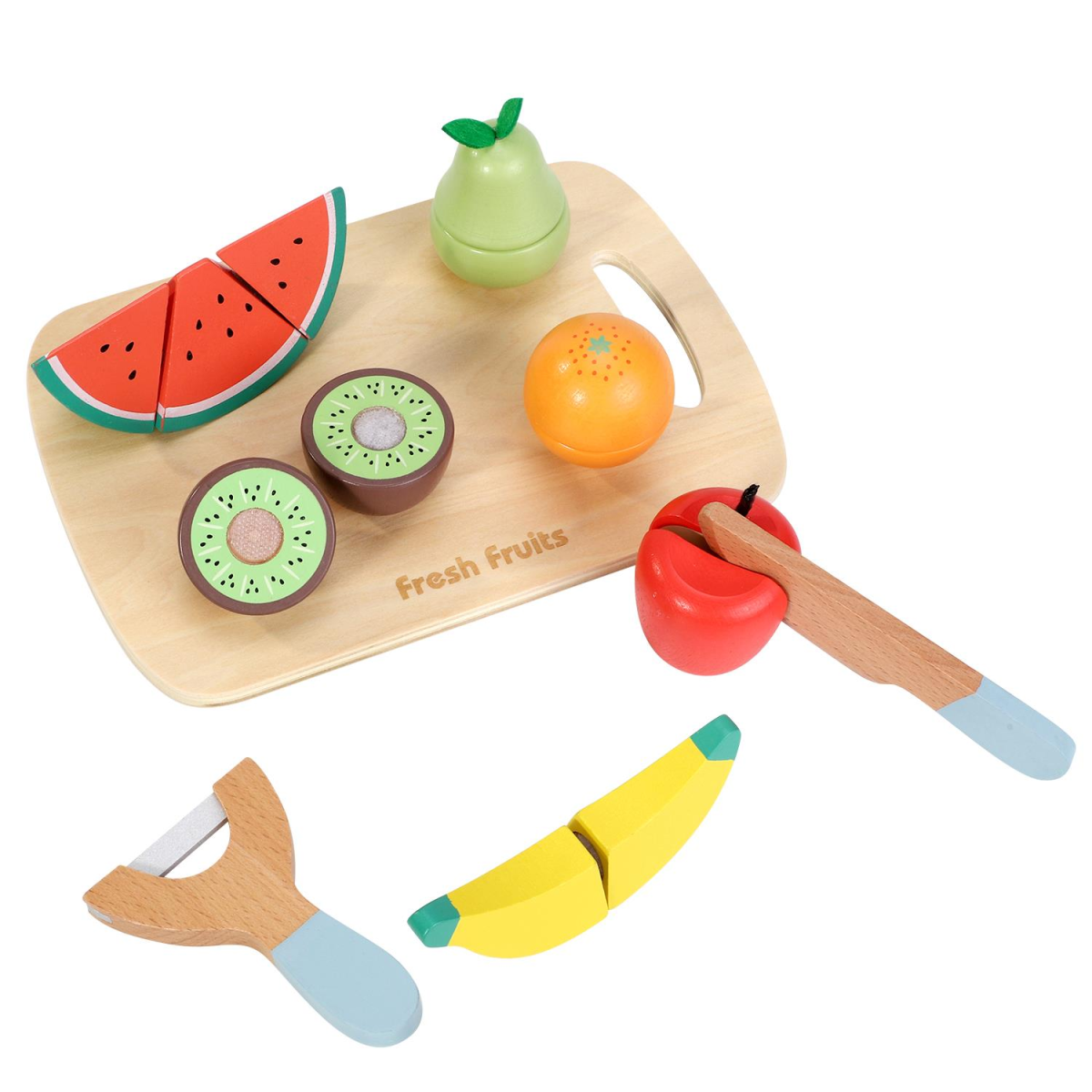 SOKA Wooden Cutting Fruit Play Set, 9 Pieces – Pretend Play Kitchen Toy for Kids