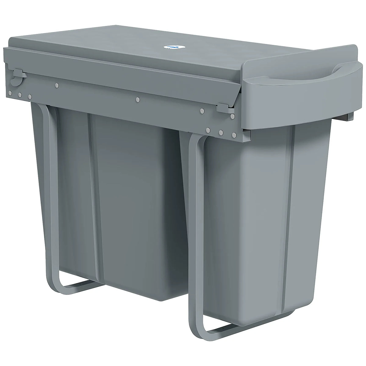 HOMCOM 30L Under-Sink Pull-Out Bin with 2 Removable Containers and Soft-Close Slide – Recycling Bin, Grey