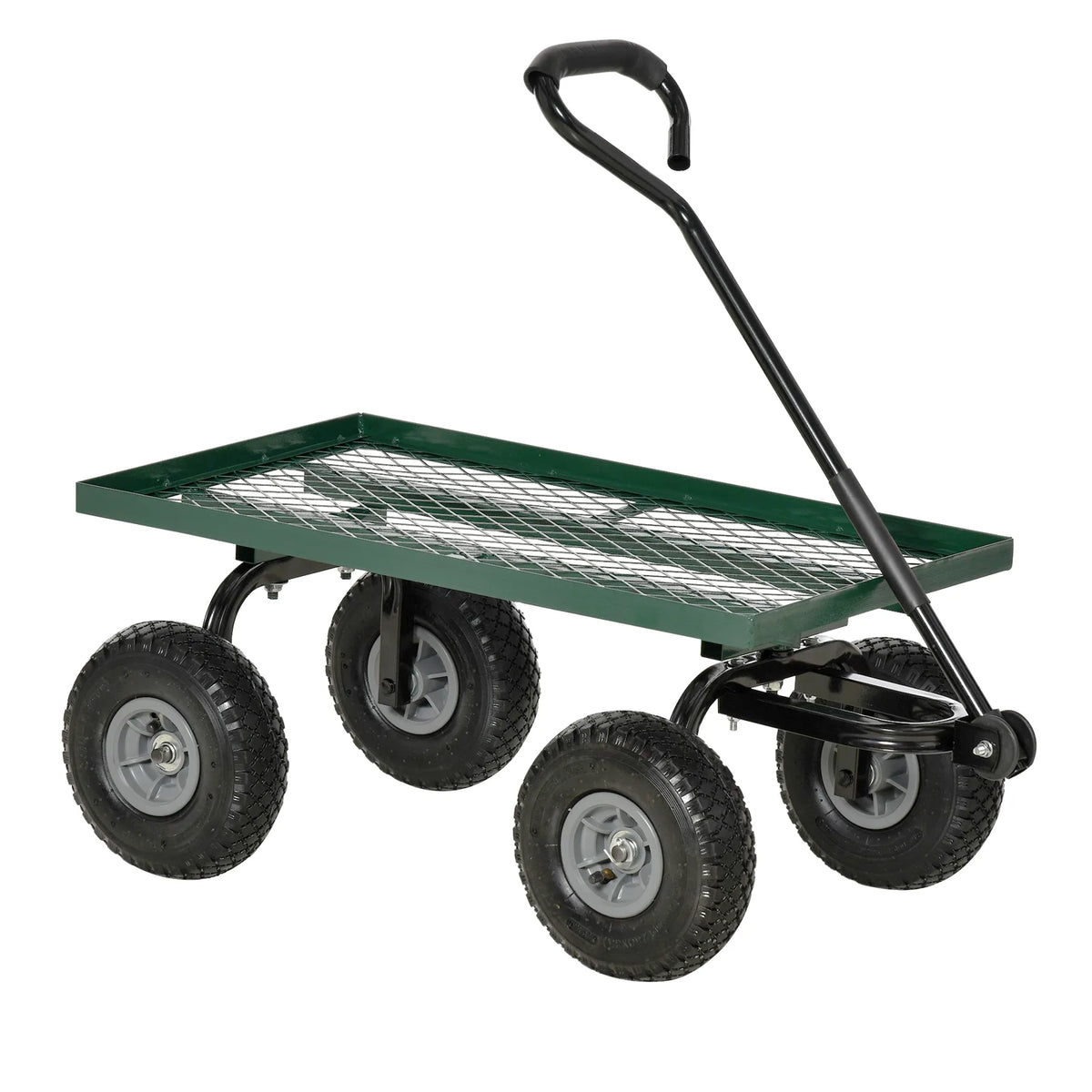 Outsunny Heavy Duty Garden Trolley Cart with 10" Pneumatic Wheels & Foam Handle – 150 kg Capacity, Green