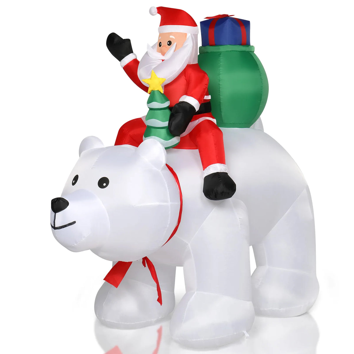Garden Santa Claus Riding Polar Bear Decoration with 7 LED Lights, 6ft – Outdoor Christmas Display