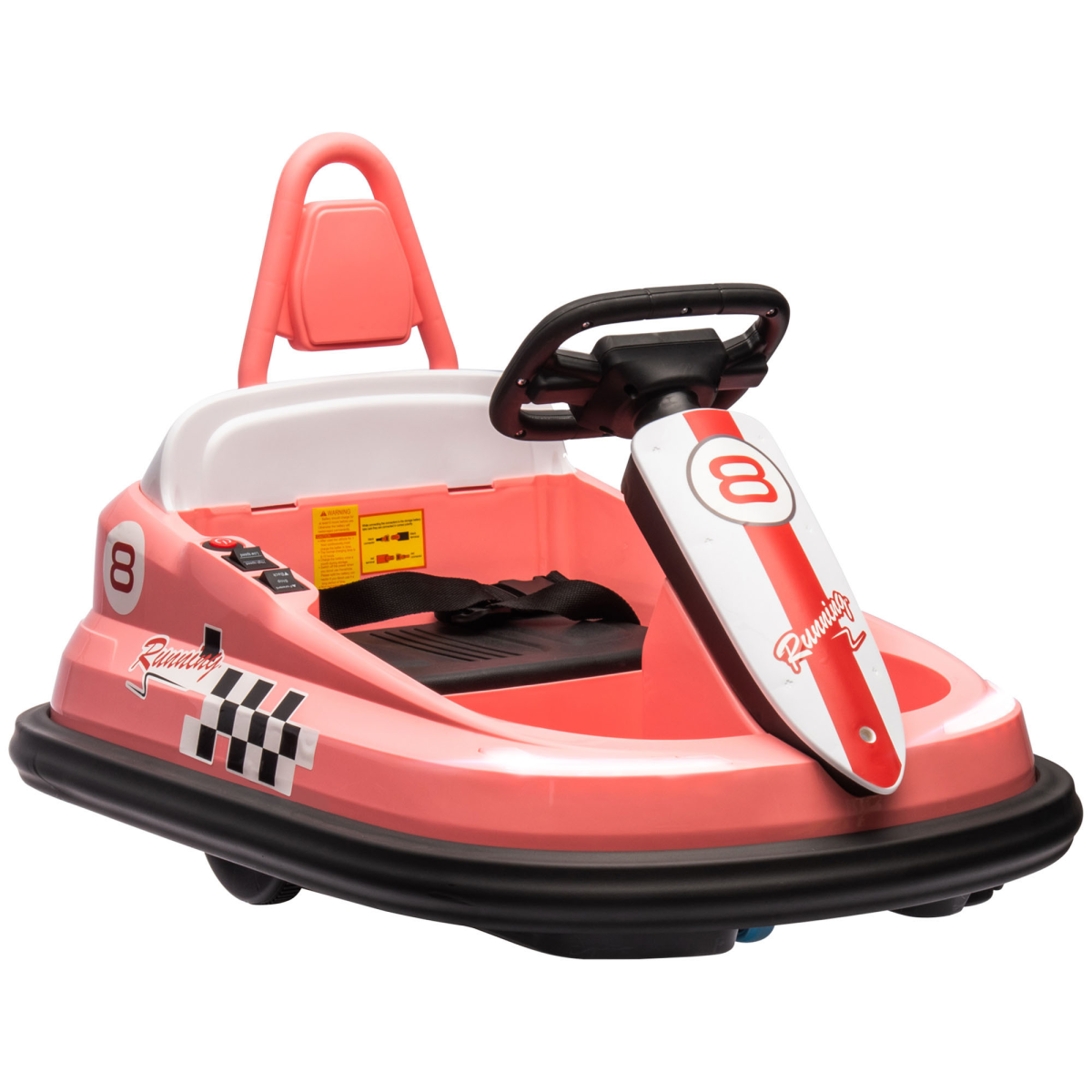 HOMCOM 6V Kids Bumper Car with 360° Rotation, 2 Speeds, Music and Lights – Ride-On Waltzer Car, Pink
