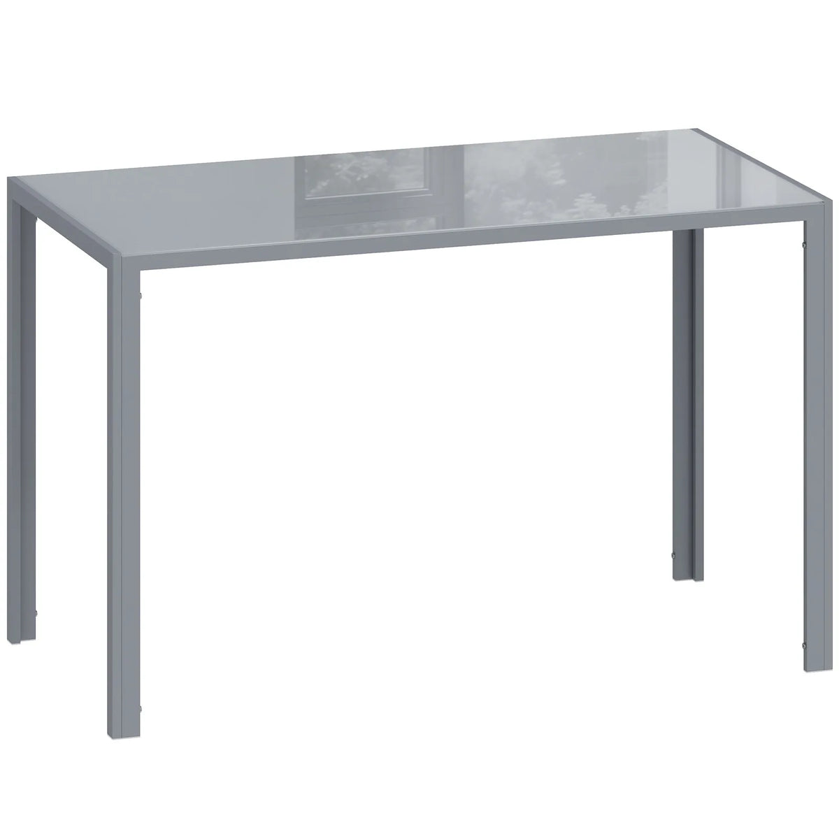 HOMCOM 120cm Dining Table with Tempered Glass Top and Powder-Coated Steel Legs – 4 Seater Kitchen Table, Grey