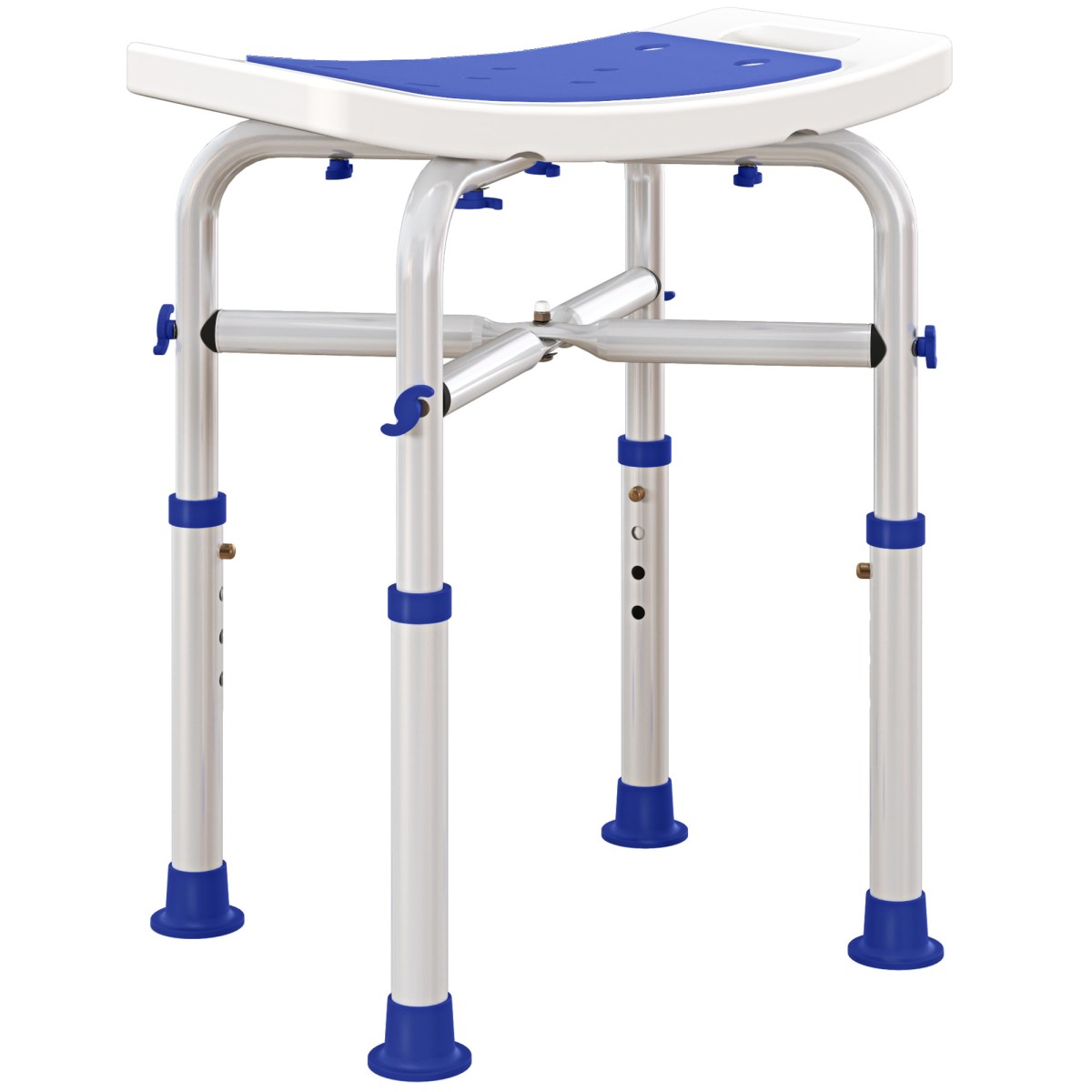 HOMCOM Adjustable Shower Stool with Padded Seat & Foot Pads – Bathing Aid for Elderly Users, Purple