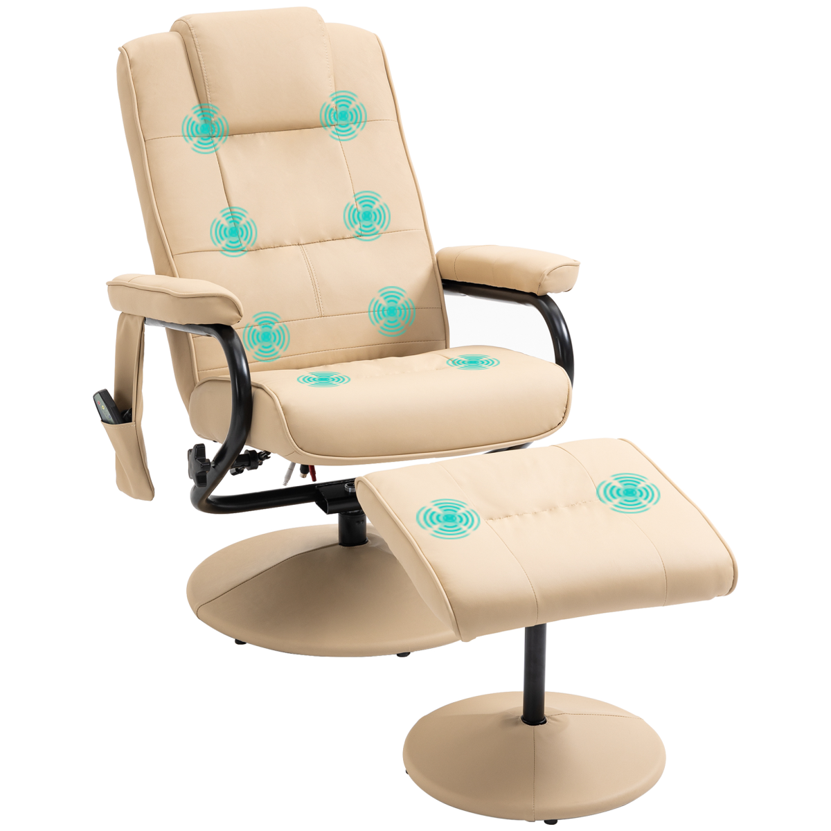 Cream massage recliner chair with ottoman