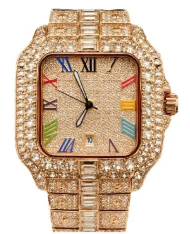 NY London Men's Bling Watch – Square Rose Gold Dial, Rose Gold Bracelet, Date Display