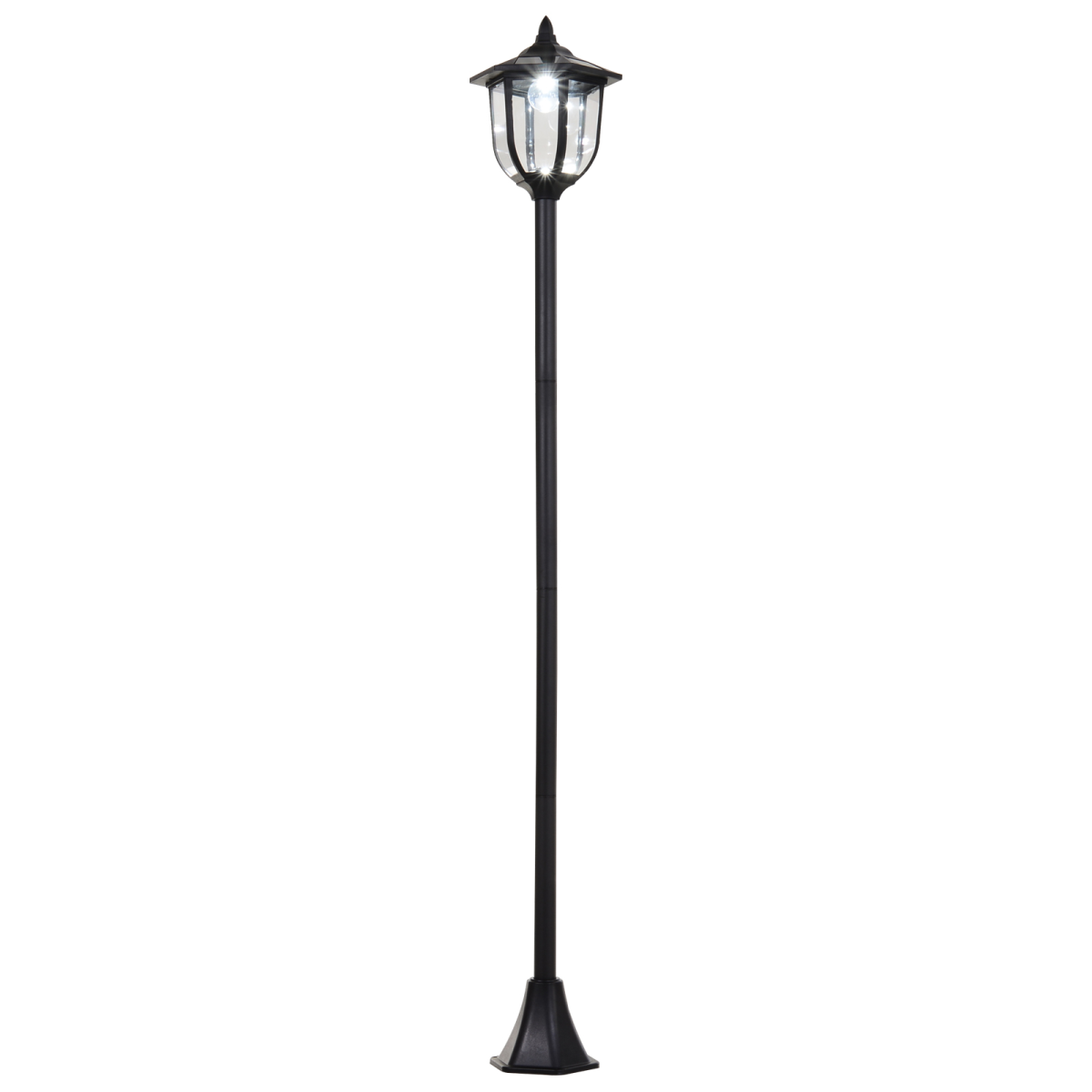 Outsunny 1.77m Free-Standing Solar LED Lamp Post with Six LEDs & IP44 Rating – Garden Light, Black