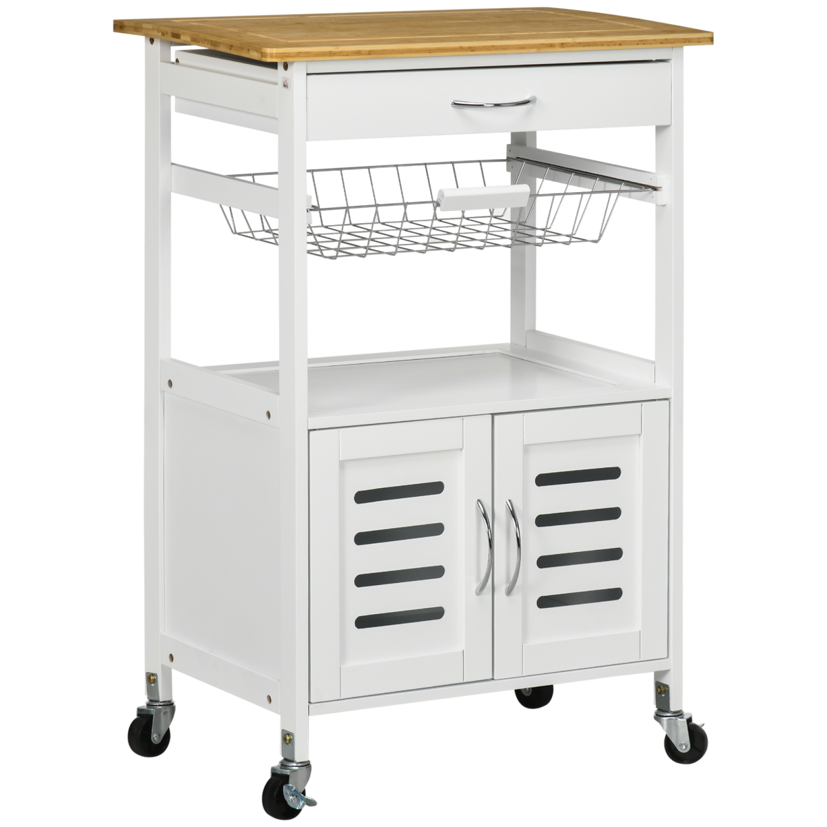 Kitchen island trolley with bamboo top