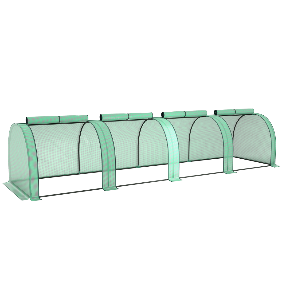 Outsunny Tunnel Greenhouse with Steel Frame & Zipped Doors, 395 x 100 x 80cm – Plant Protection, Green