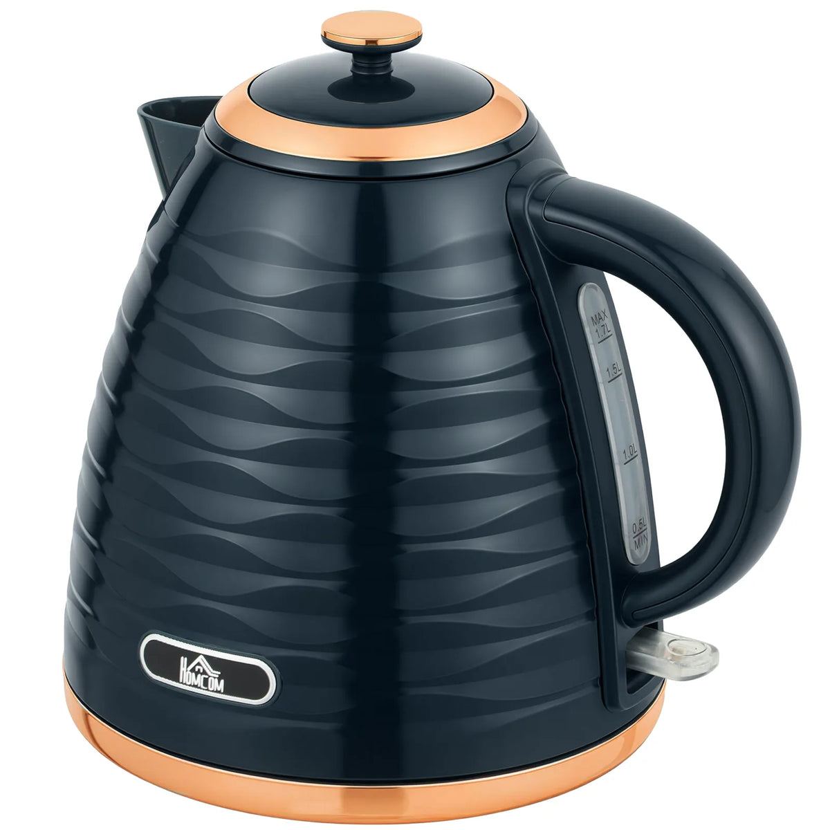 HOMCOM 3kW Rapid Boil Electric Kettle, 1.7L with Boil-Dry Protection & Removable Filter, Dark Blue