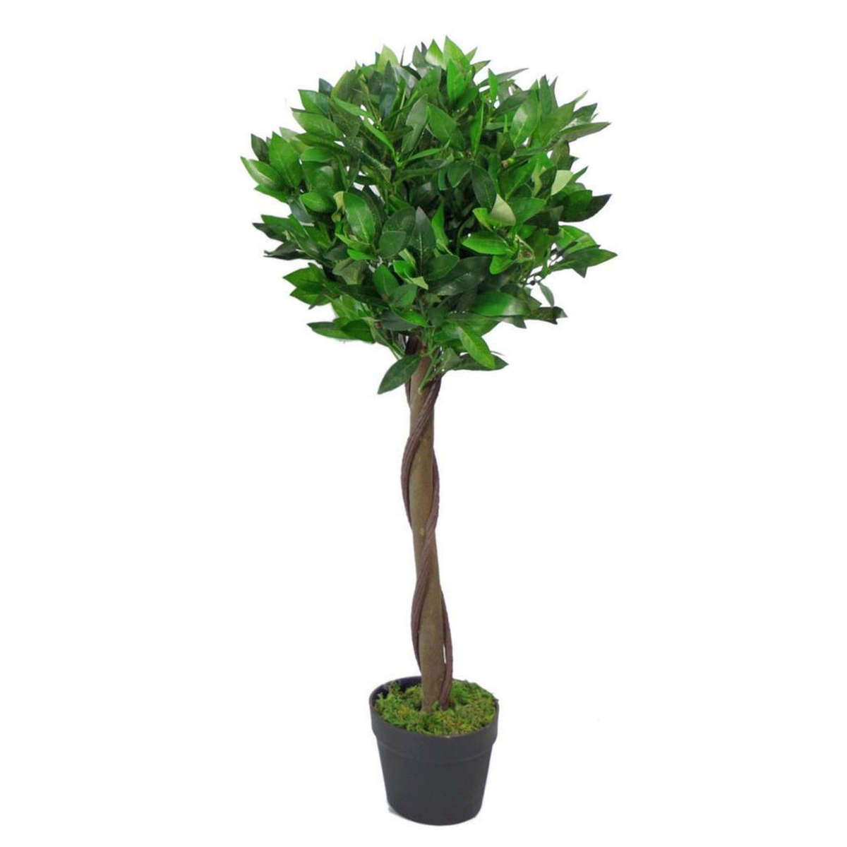 Leaf Design UK Artificial Bay Laurel Topiary Ball Tree, 90cm – Realistic Leaves & Berries in Pot
