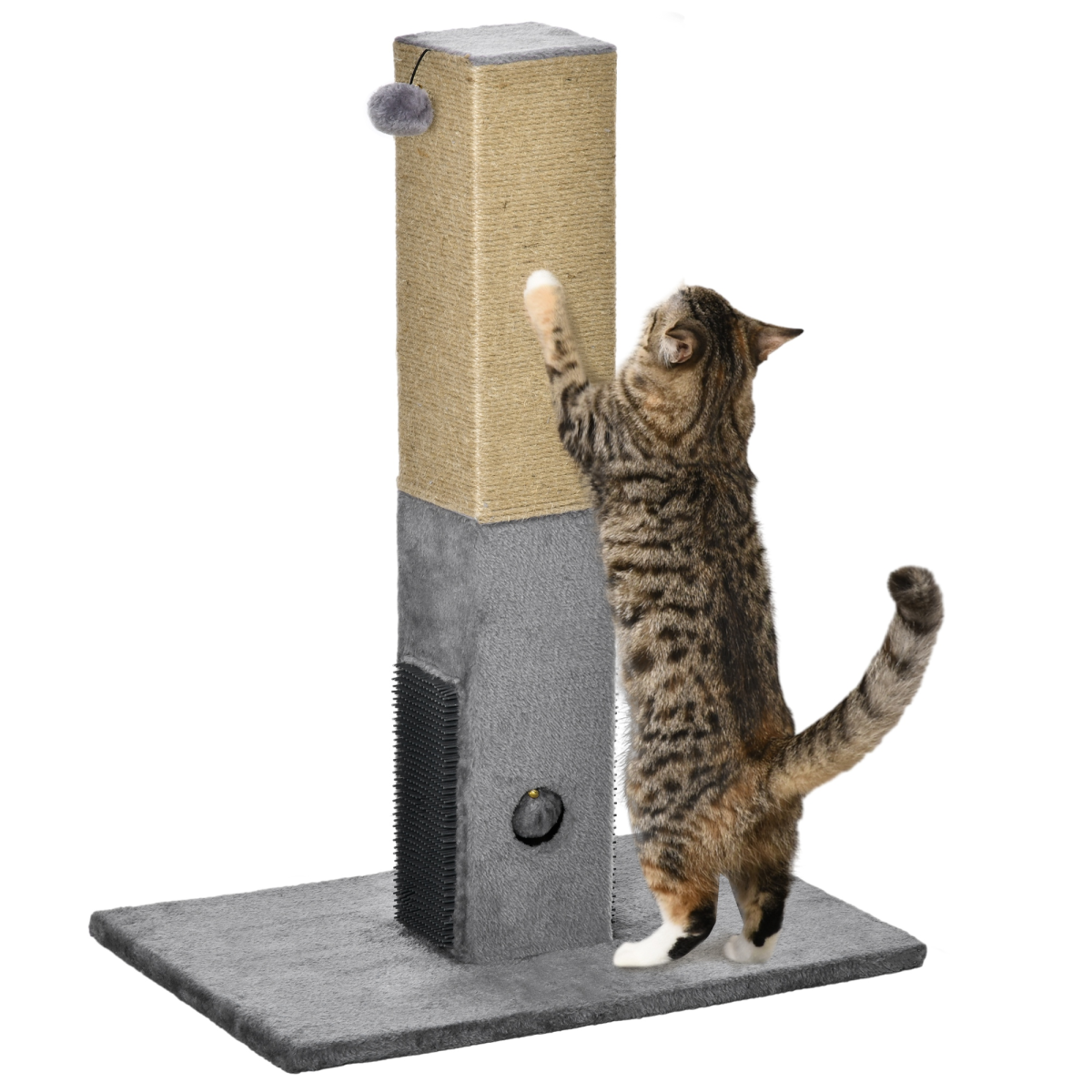 Pawhut 79cm Cat Scratching Post with Dangling Toy & Hidden Bell Toy – Cat Tree Activity Centre, Grey
