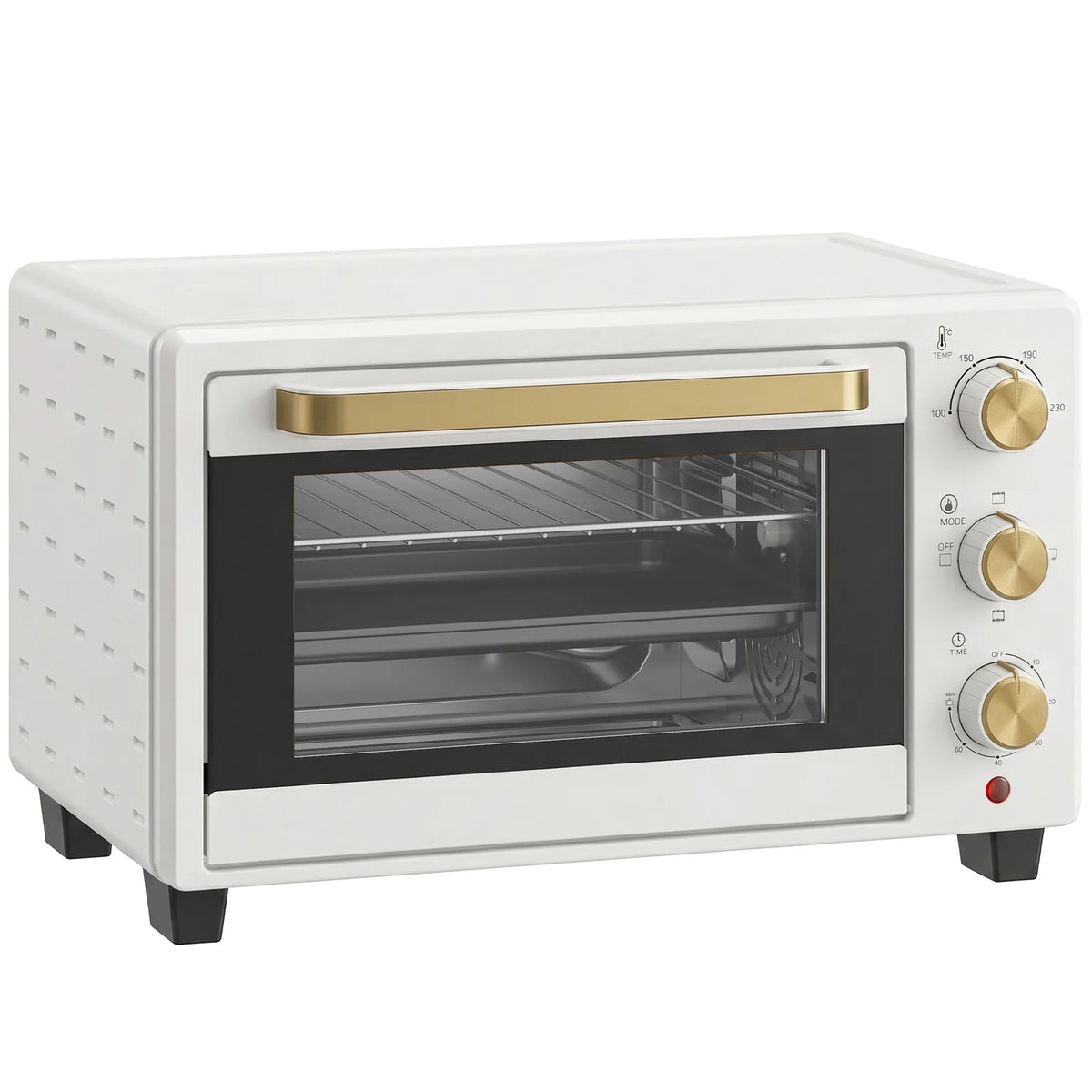 HOMCOM 21L Mini Countertop Oven with Adjustable 100–230°C Temperature and 60-Minute Timer – Compact Oven, White
