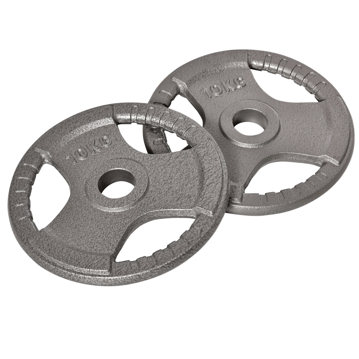 Olympic Weight Plates Set of 2 x 10kg with 2" Centre Hole & Tri-Grip – Steel Barbell Plates for Home Gym