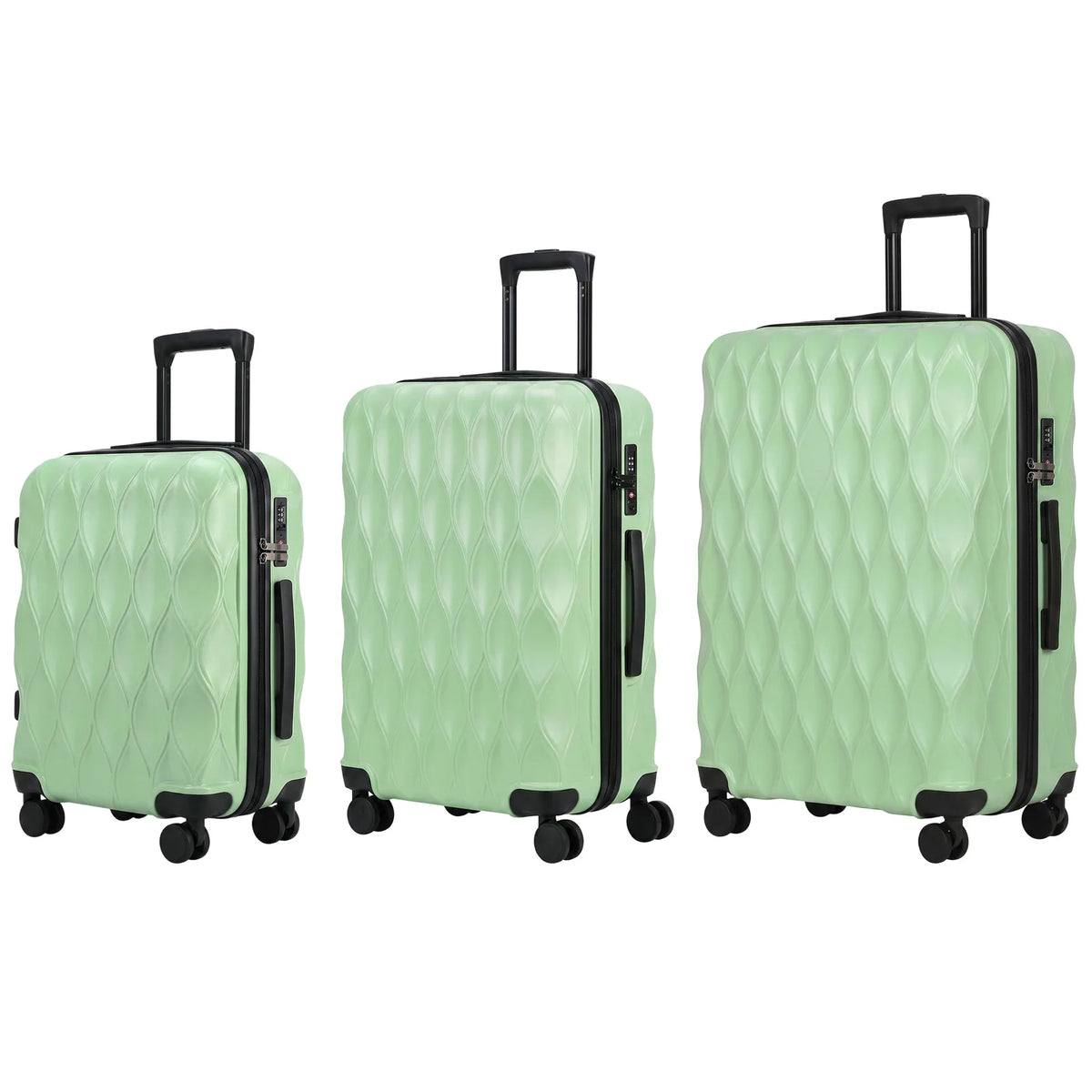 HOMCOM 3-Piece Hard Shell Suitcase Set with TSA Lock & 360° Spinner Wheels – 20/24/28 Inch Cabin & Checked Luggage, Green