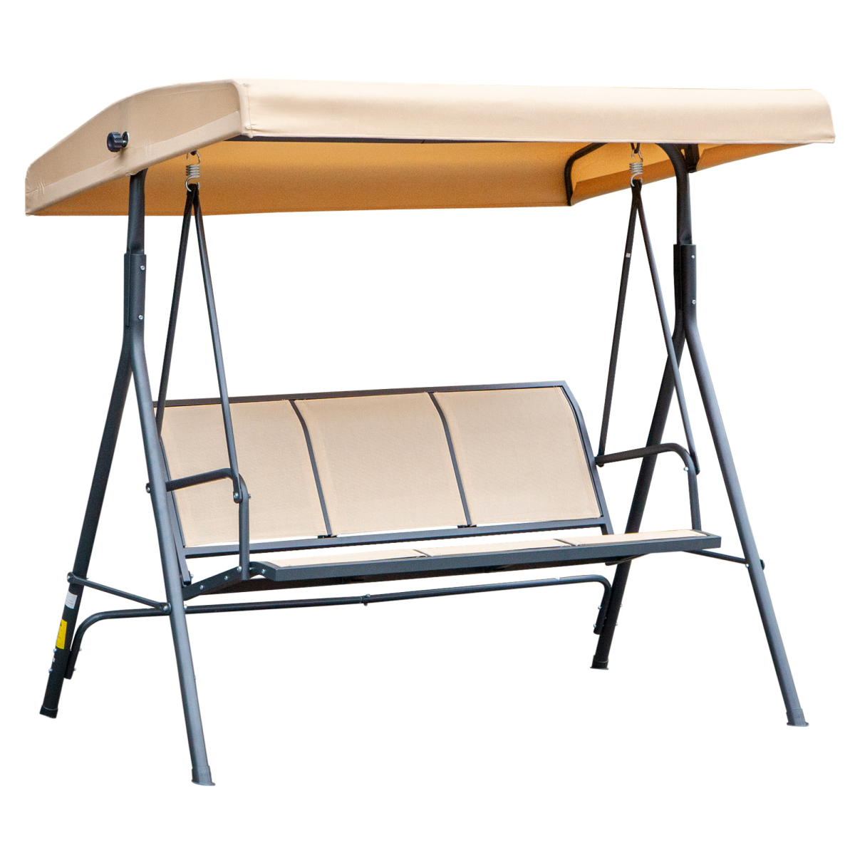 Outsunny 3-Seater Swing Chair Replacement Canopy and Steel Frame – Weather Resistant, Beige