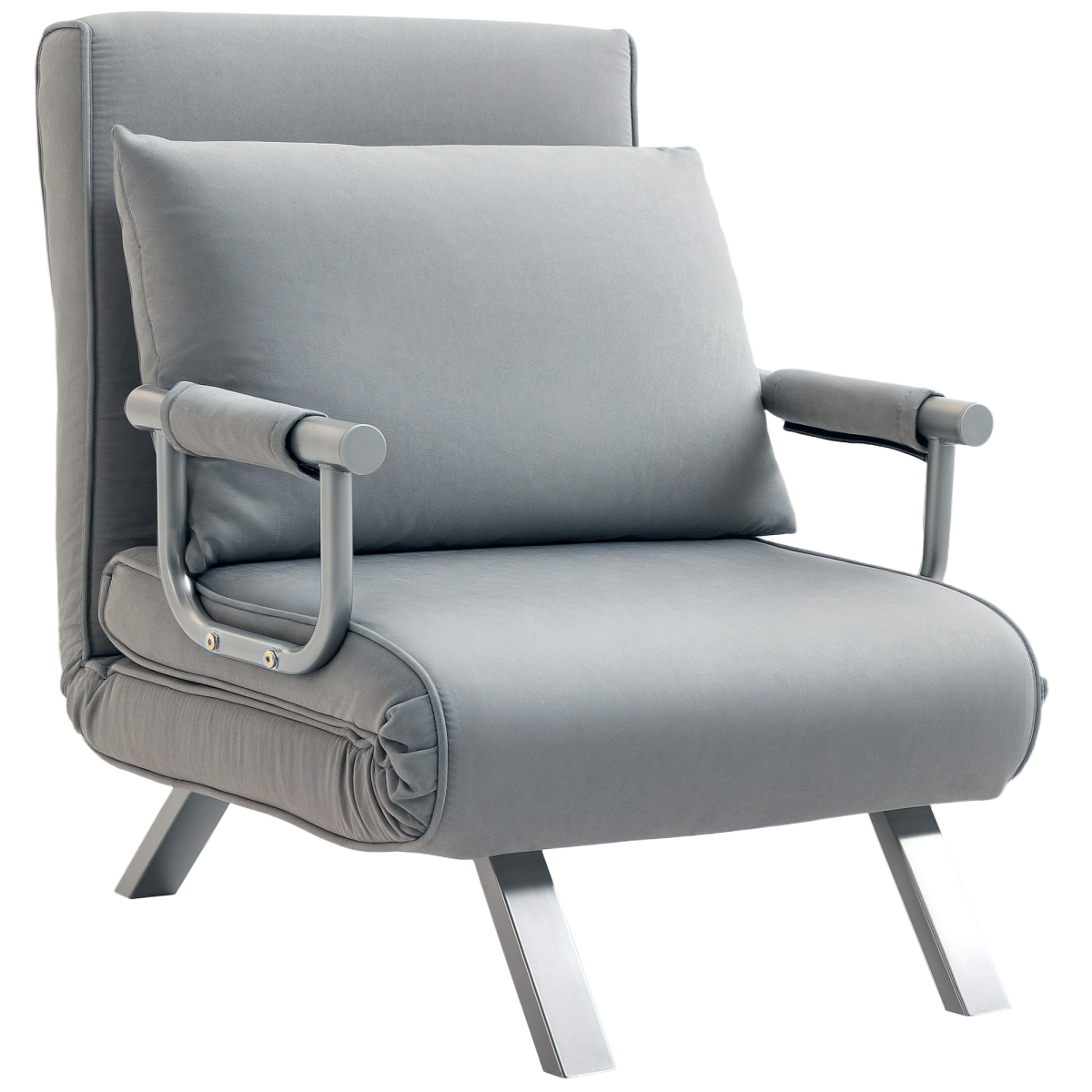 HOMCOM light grey foldable sofa bed armchair