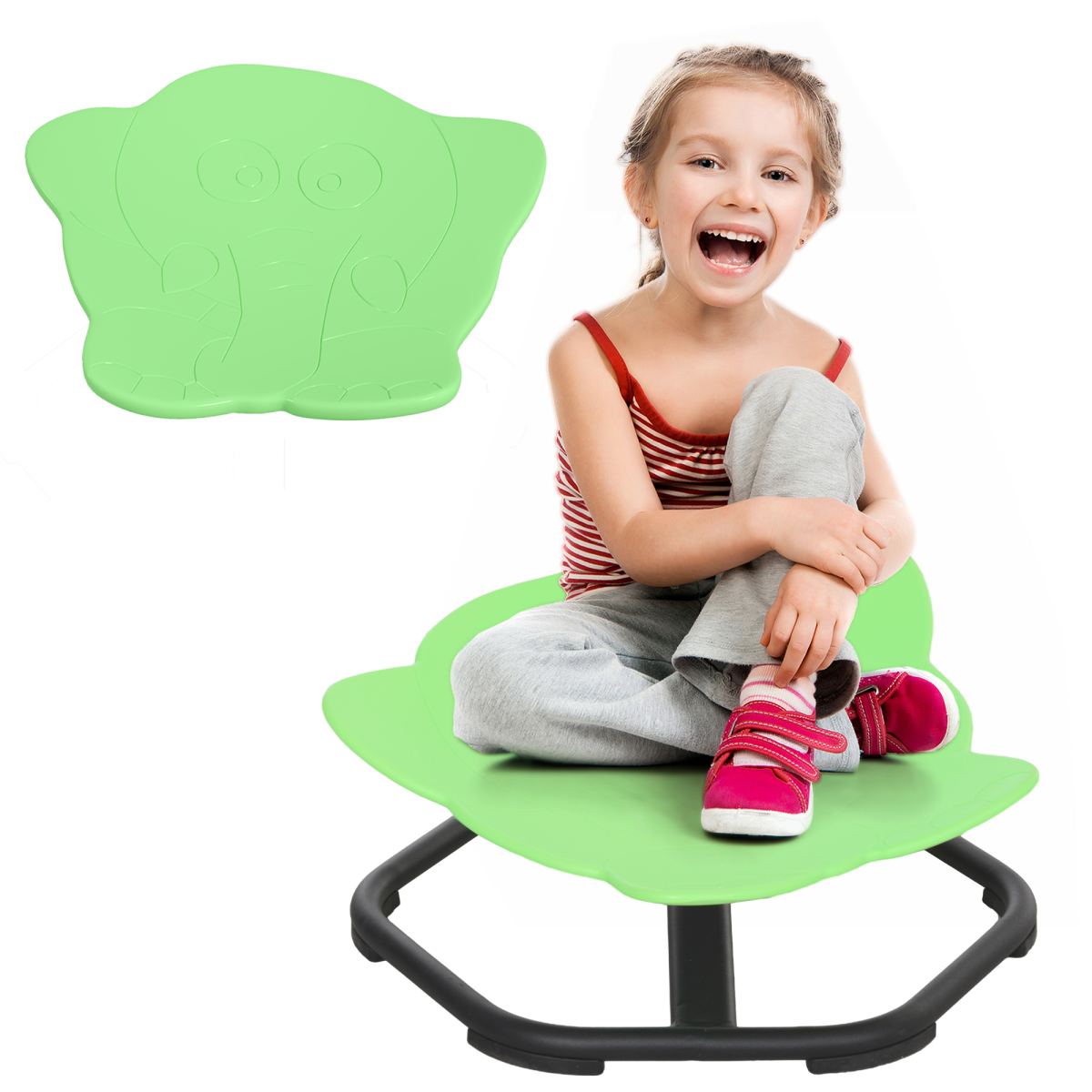 AIYAPLAY Kids Sensory Spinning Chair with Multiple Spinning Modes and Non-Slip Base – Balance & Coordination, Green