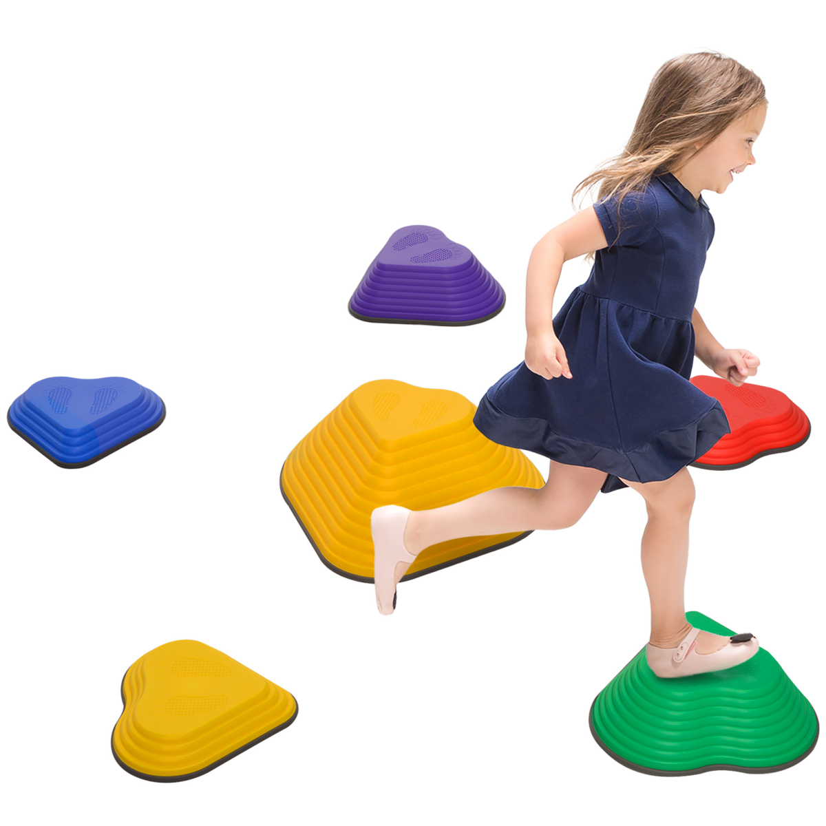 AIYAPLAY 6 Piece Kids Stepping Stones Set – Non-Slip Stackable River Stones for Balance & Coordination