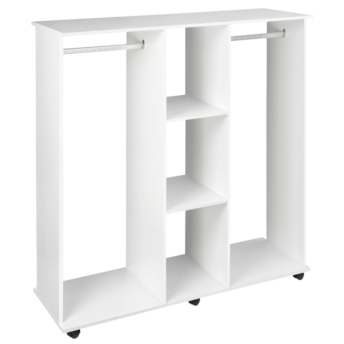 White mobile double open wardrobe