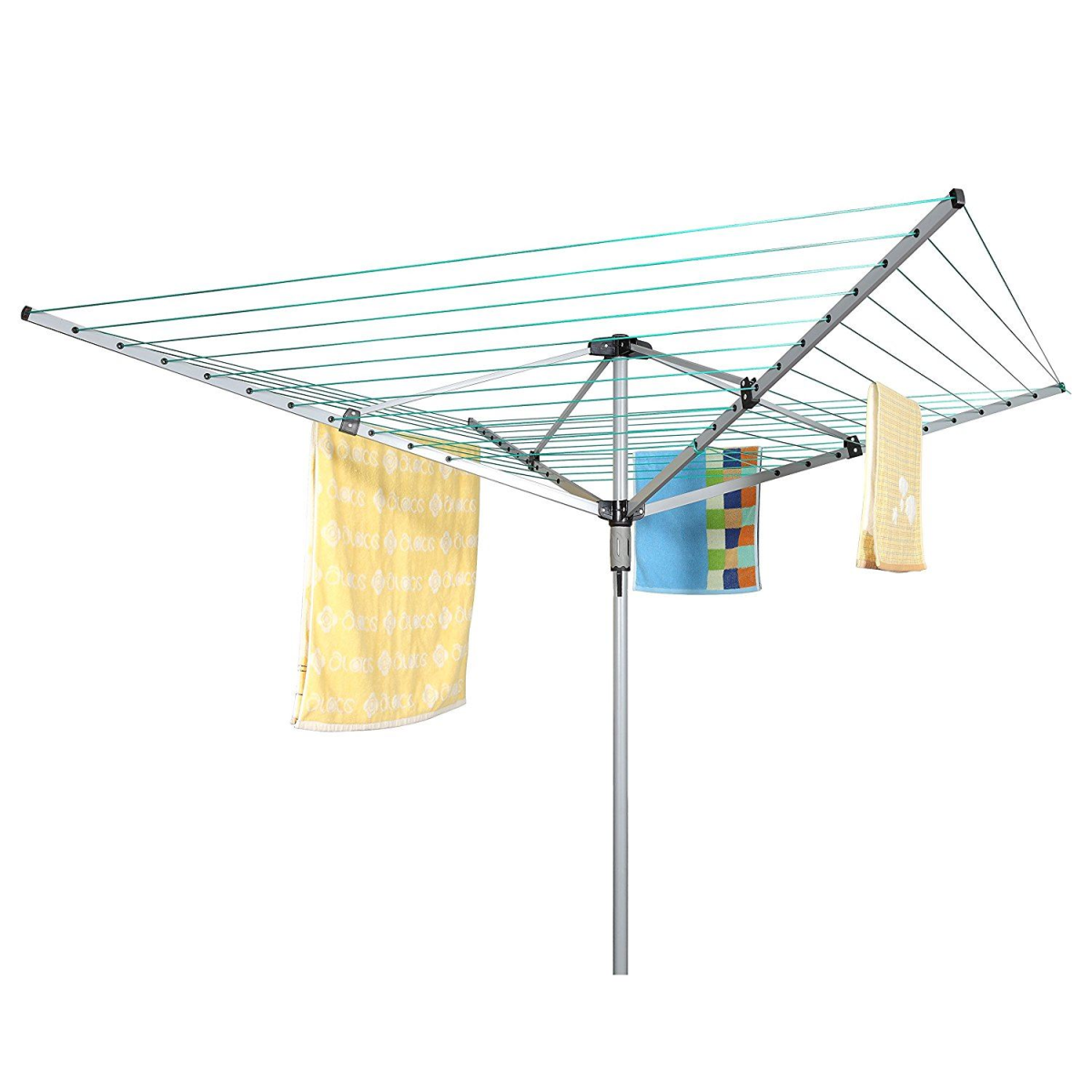 40m Rotary Airer Dryer with Heavy Duty Pole, Weatherproof PVC Line & Ground Socket – Outdoor Washing Line
