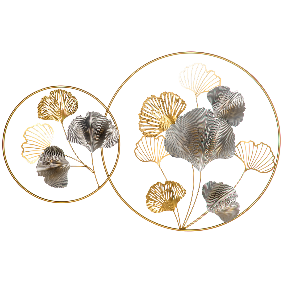 Gold ginkgo leaves metal wall art