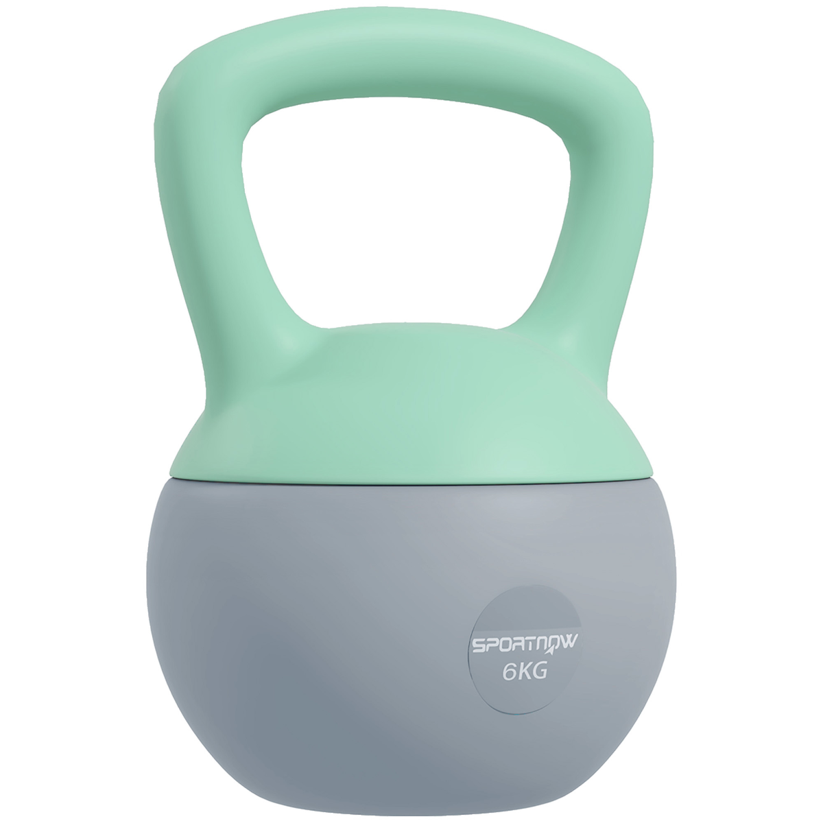 SPORTNOW 6kg Soft Kettlebell with Non-Slip Handle & Flat Base – Home Gym Strength Training, Grey and Green