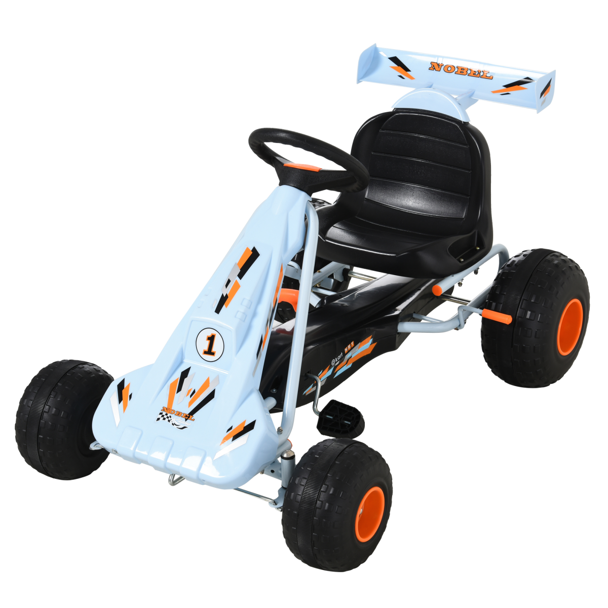 Kids Pedal Go Kart with Gear Shift, Hand Brake and Adjustable Seat – Ride-On Racer, Blue