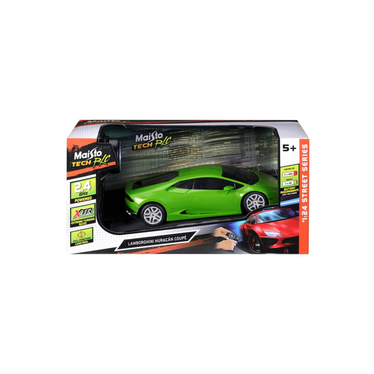 Maisto RC Lamborghini Huracan Coupé 1/24 Scale with 2.4GHz Pistol-Grip Controller – Remote Control Car