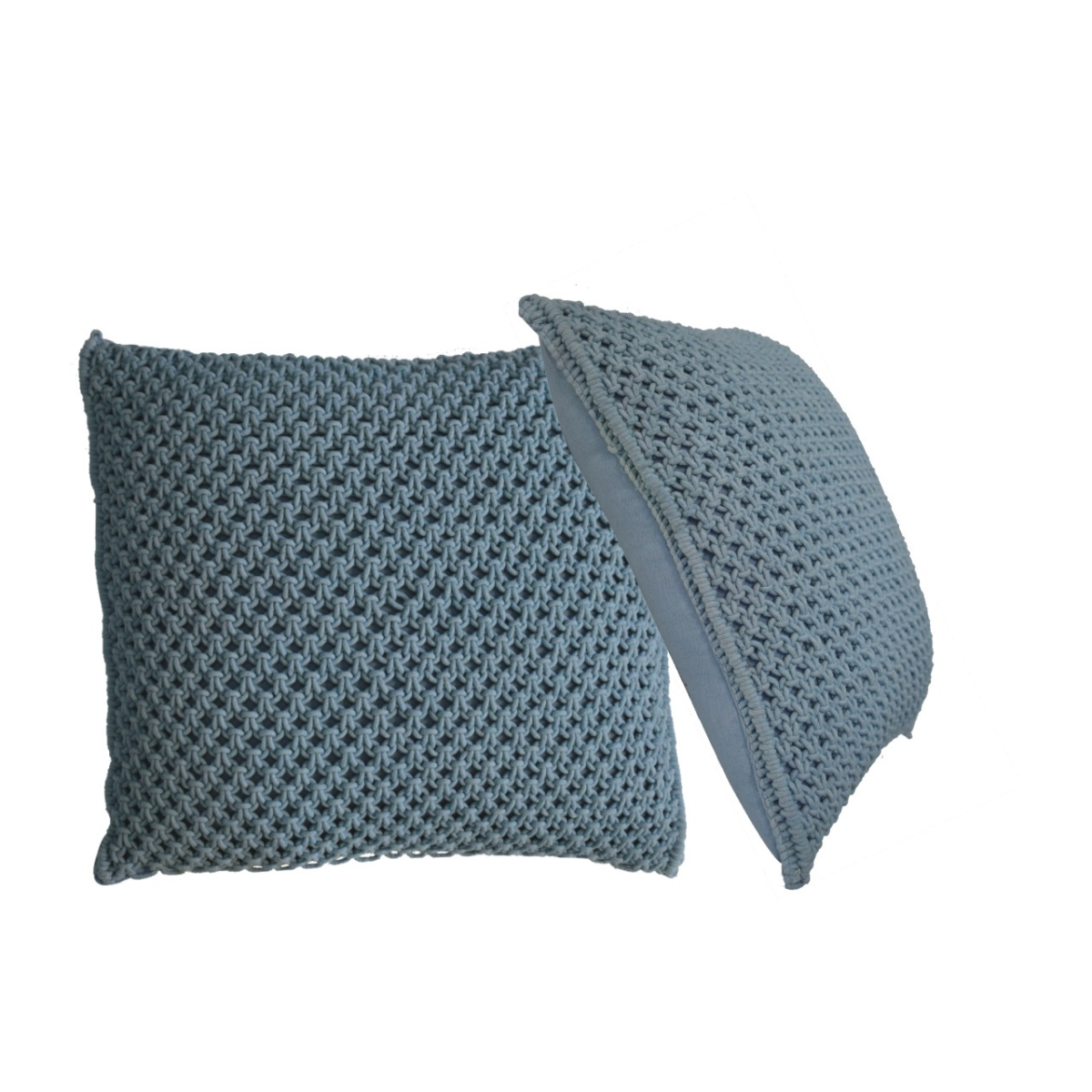 Artisan Furniture Myra Cushion Set of 2 – Woven Design Scatter Cushions with Plump Filling, Blue