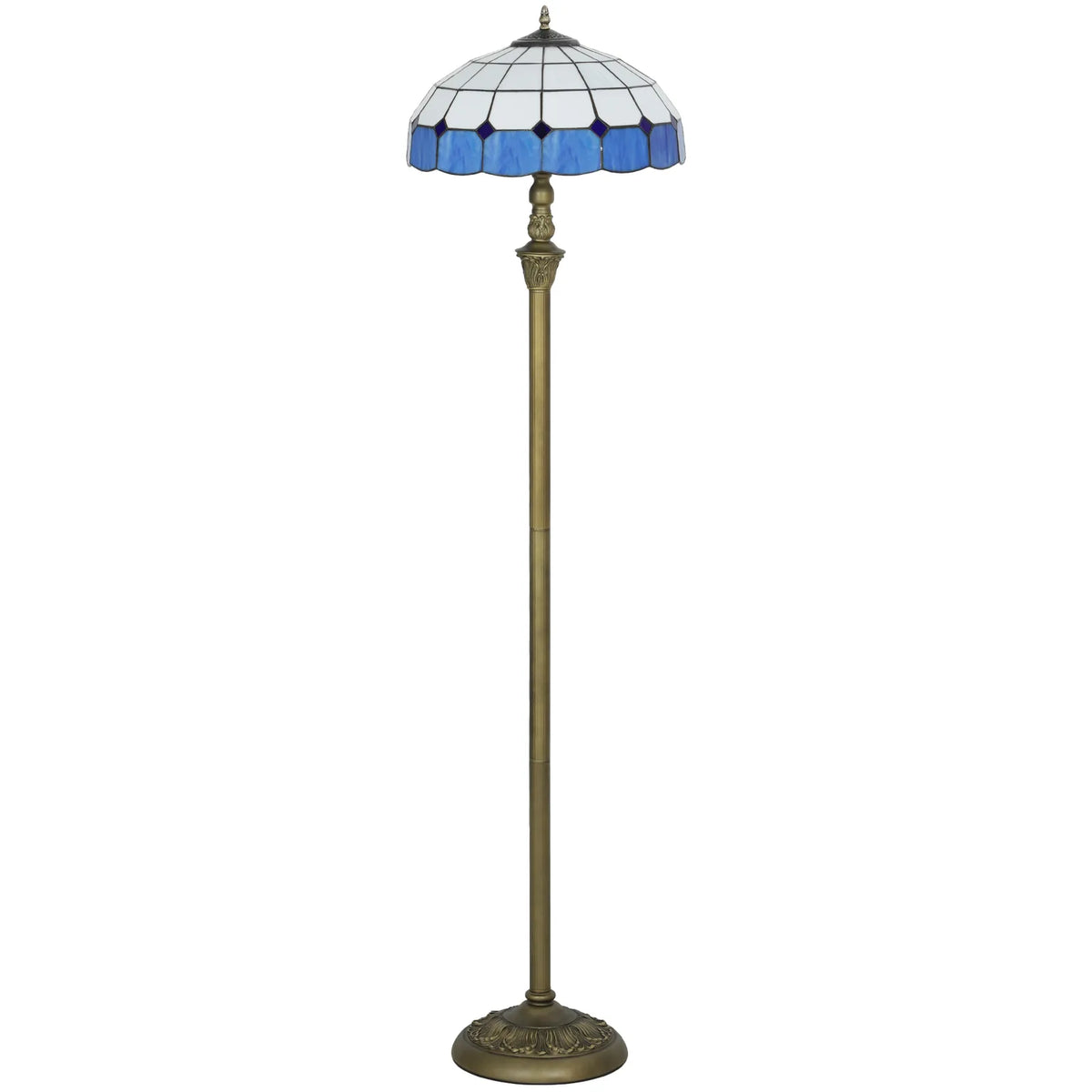 HOMCOM Tiffany-Style Floor Lamp with Handcrafted Stained Glass Shade