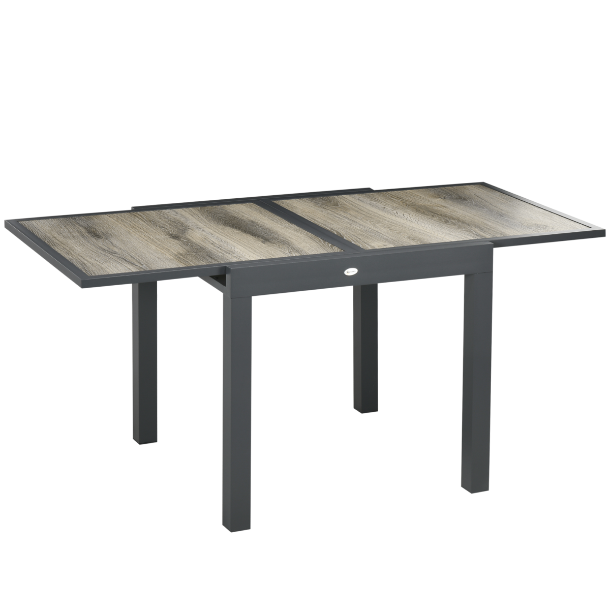 Outsunny Extendable Outdoor Dining Table with Aluminium Frame – 6-Seater Patio Table, Wood-Effect Top