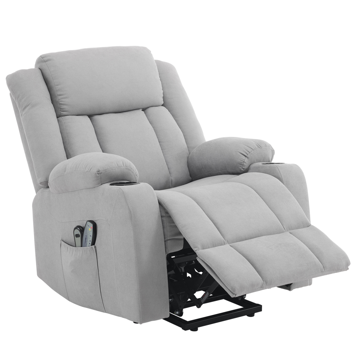 Grey electric riser recliner chair with massage