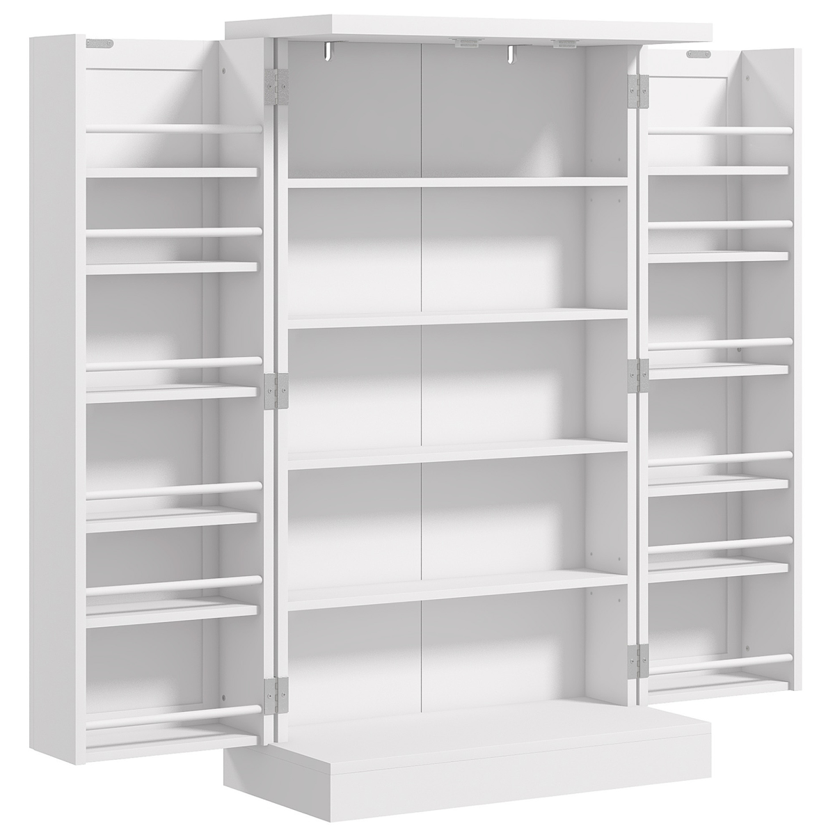 Kitchen Pantry Storage Cabinet with 5-Tier Shelves, 12 Door Spice Racks & Adjustable Shelves – White