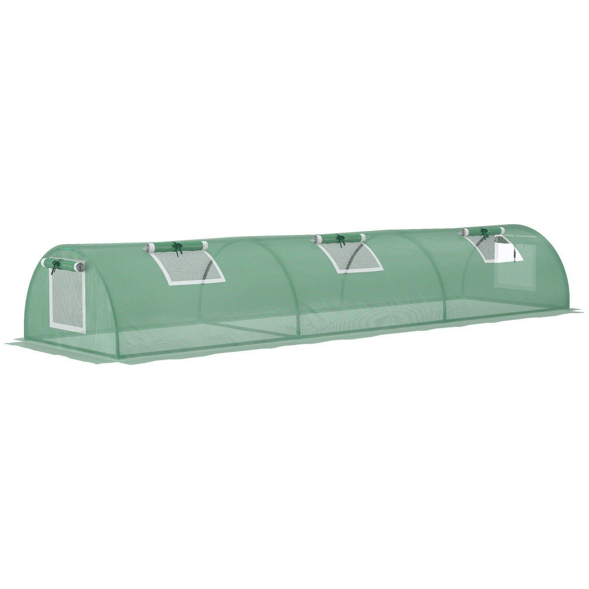 Outsunny 3m Portable Mini Greenhouse Tunnel with 140gsm PE Cover & 5 Mesh Windows – Crop Protection