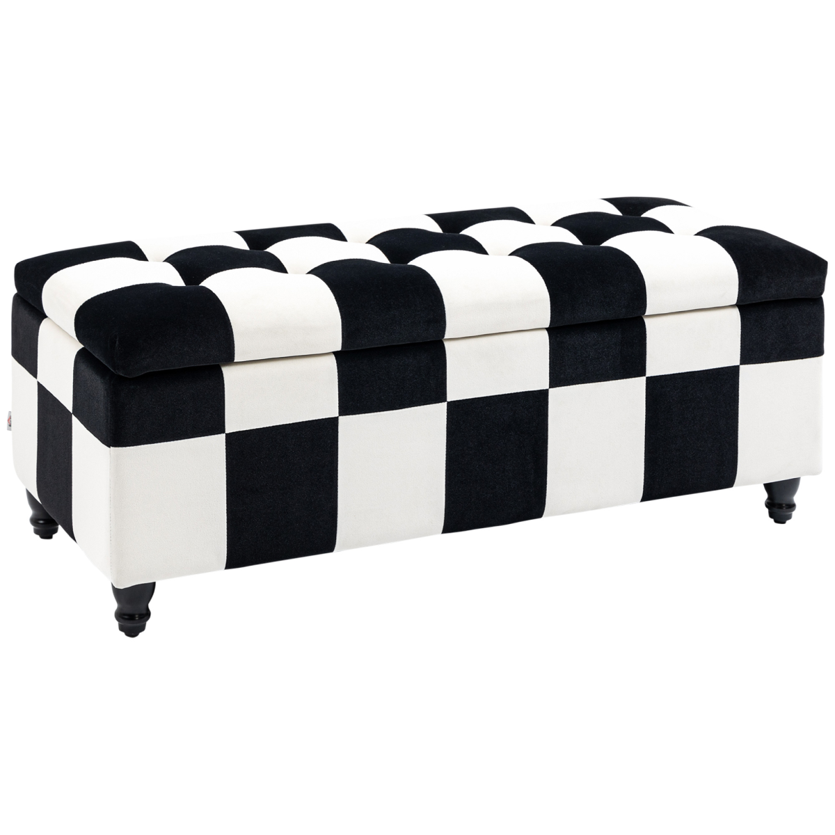 Velvet button-tufted storage ottoman