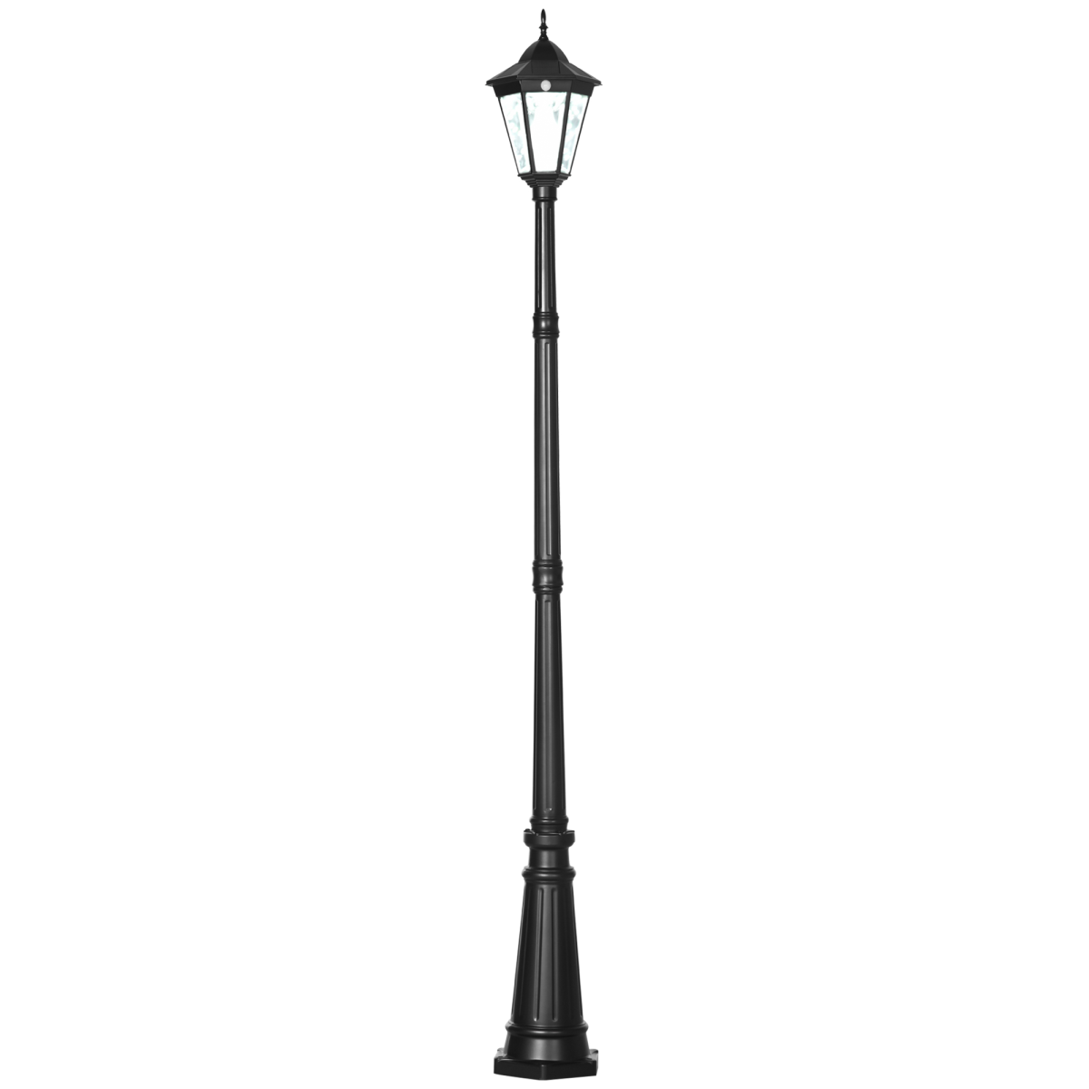 Outsunny 2.4m Solar Garden Lamp Post with Dusk-to-Dawn Sensor, IP44 Aluminium Frame – Patio Path Light
