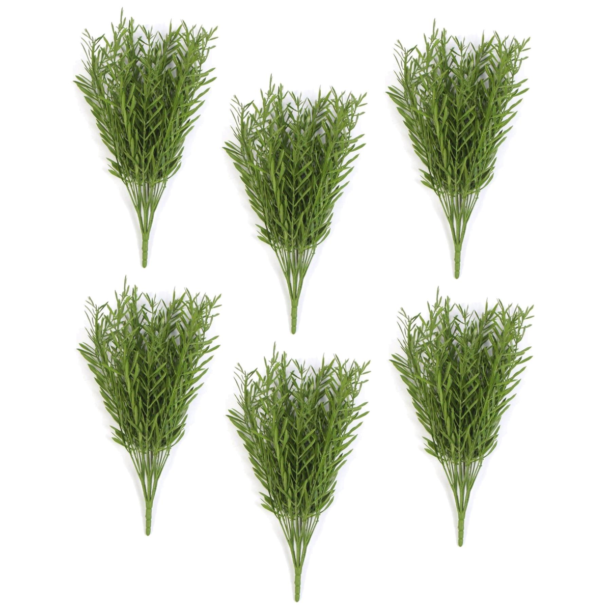 Leaf Pack of 6 Fire Resistant Artificial Mini Grass Foliage Stems, 40cm – Bare Stem Greenery for Home & Office