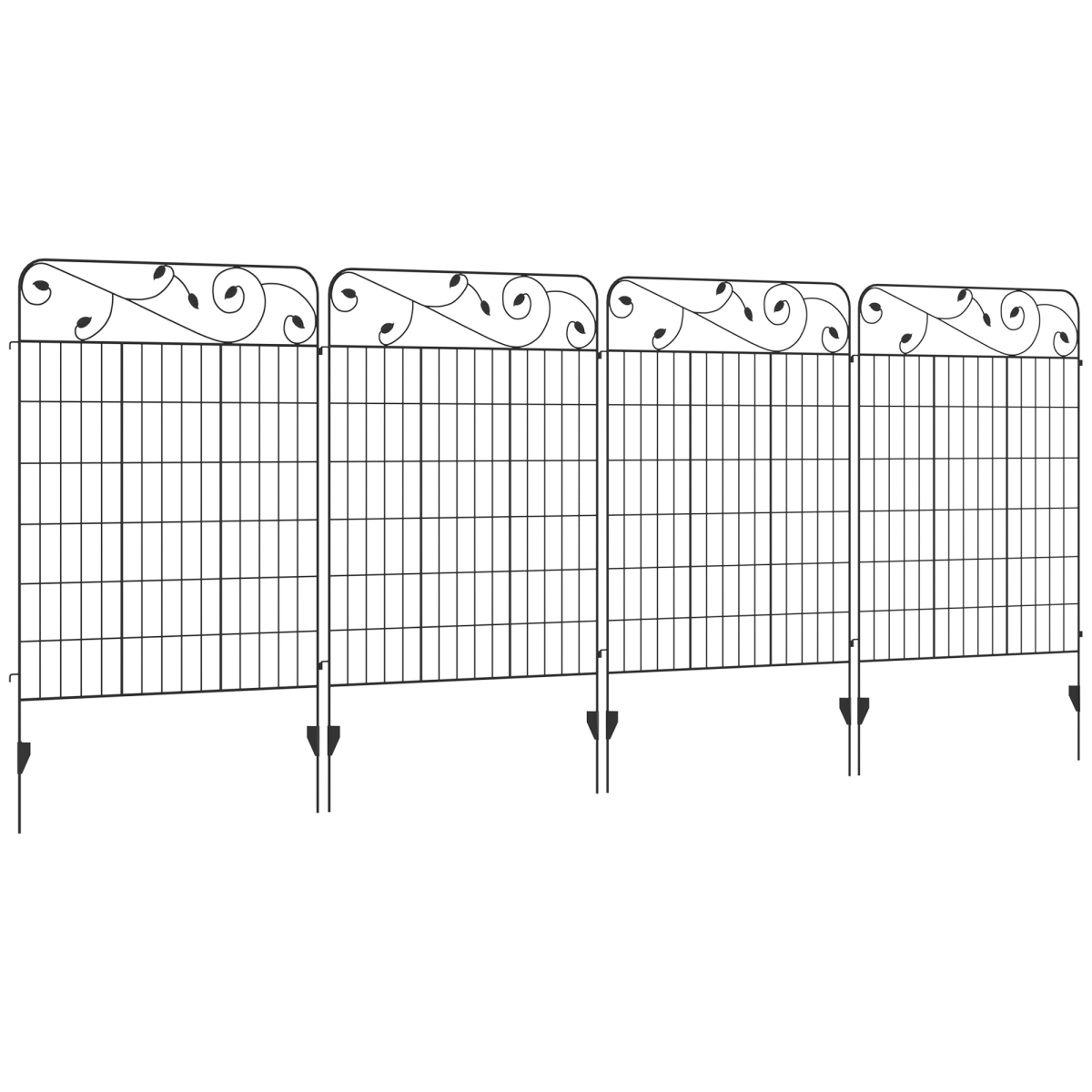 Outsunny 4-Piece Decorative Garden Fence Panels, 3.5m Total Length – Flower Bed Border & Animal Barrier
