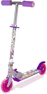 Ozbozz Unicorn Dreamland Push Scooter with 2 Light-Up Flashing Wheels – Outdoor Ride-On for Boys & Girls