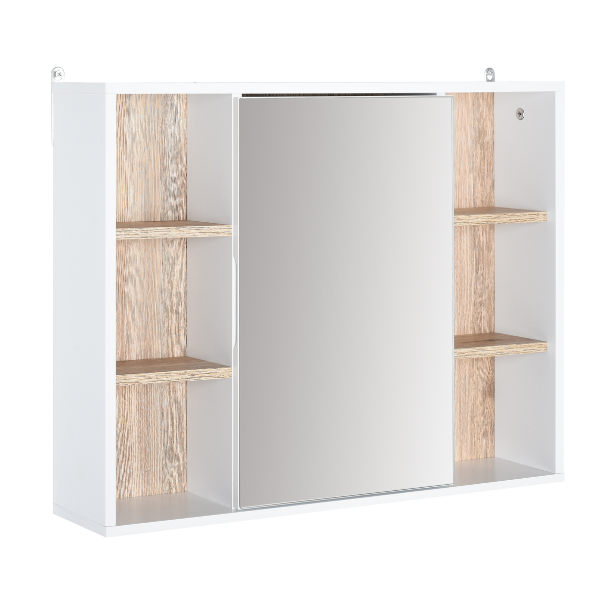 HOMCOM Wall Mounted Bathroom Cabinet with Mirrored Door and Adjustable Shelf – Space-Saving Storage