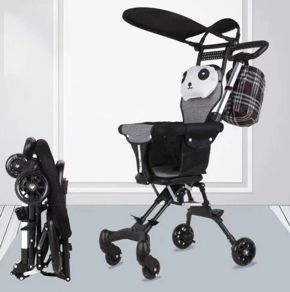 Lightweight Foldable Baby Stroller with Two-Way Seat, Canopy & Double Brakes – Travel Pushchair, Black