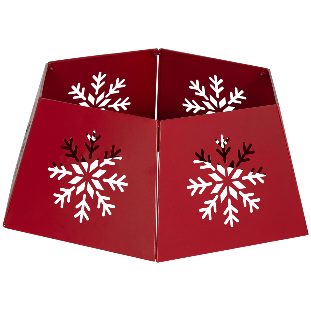 HOMCOM Hexagon Christmas Tree Base Cover with Hollow Snowflake Patterns – Festive Tree Stand Skirt, Red