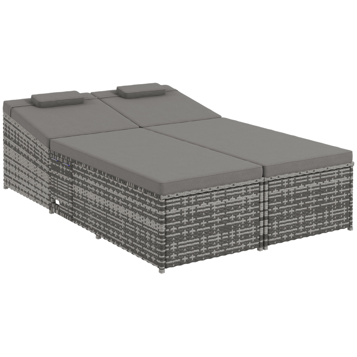 Outsunny Grey Rattan Sun Lounger - front view